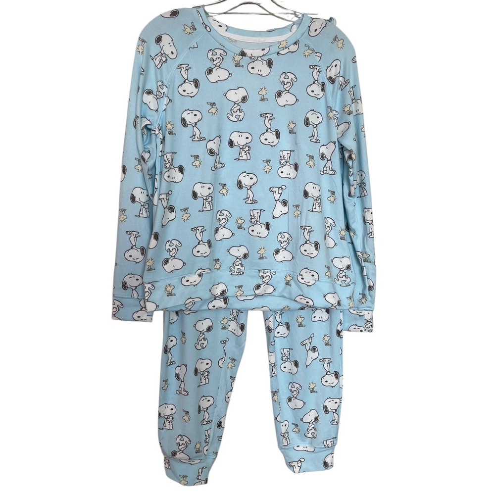 Peanuts Snoopy Woodstock Pajama Set Light Blue‎ XS 2 Piece Loungewear Joggers
